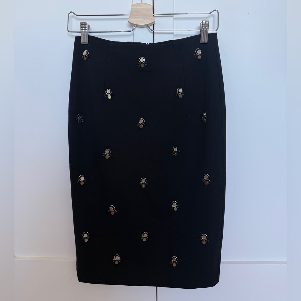 High-waisted beaded pencil skirt